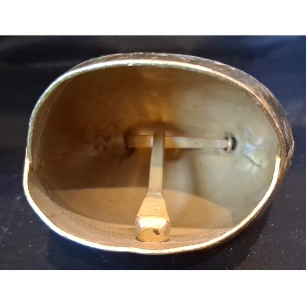 Mid Century Swiss Cow‎ Bell with Floral Design w/ Fringe on a Leather Strap